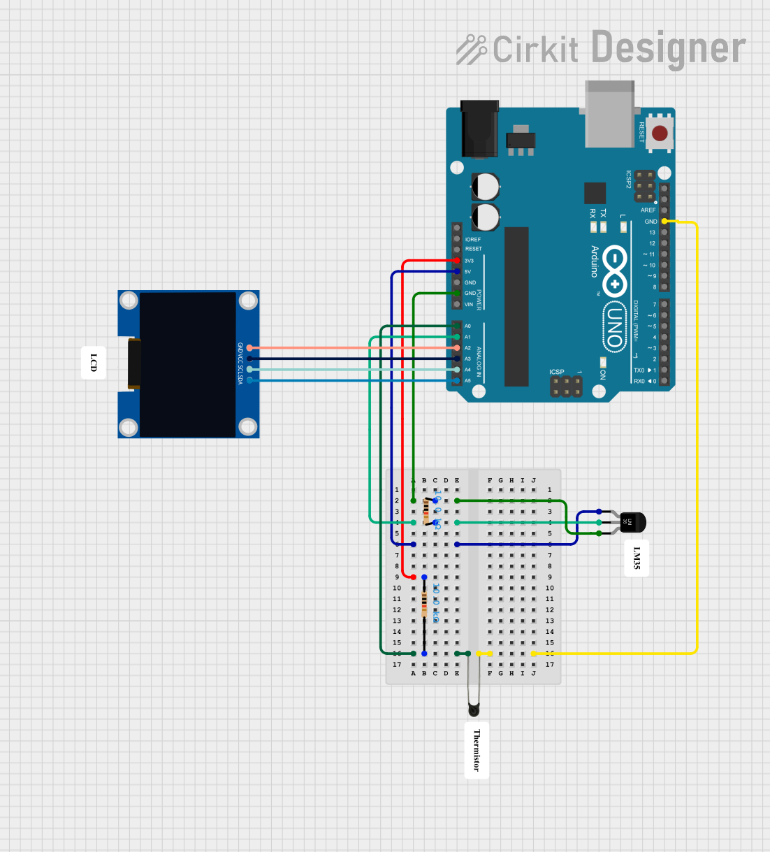 Image of Electronics Lab: A project utilizing Texas Instruments LM34 Fahrenheit Temperature Sensor in a practical application
