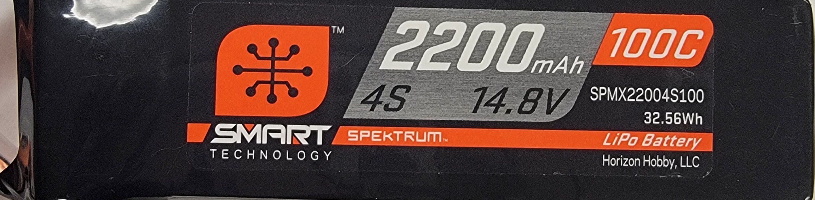 Image of Spektrum 14. 2200mAh 4S 100C Smart LiPo Battery: IC3, SPMX22004S100