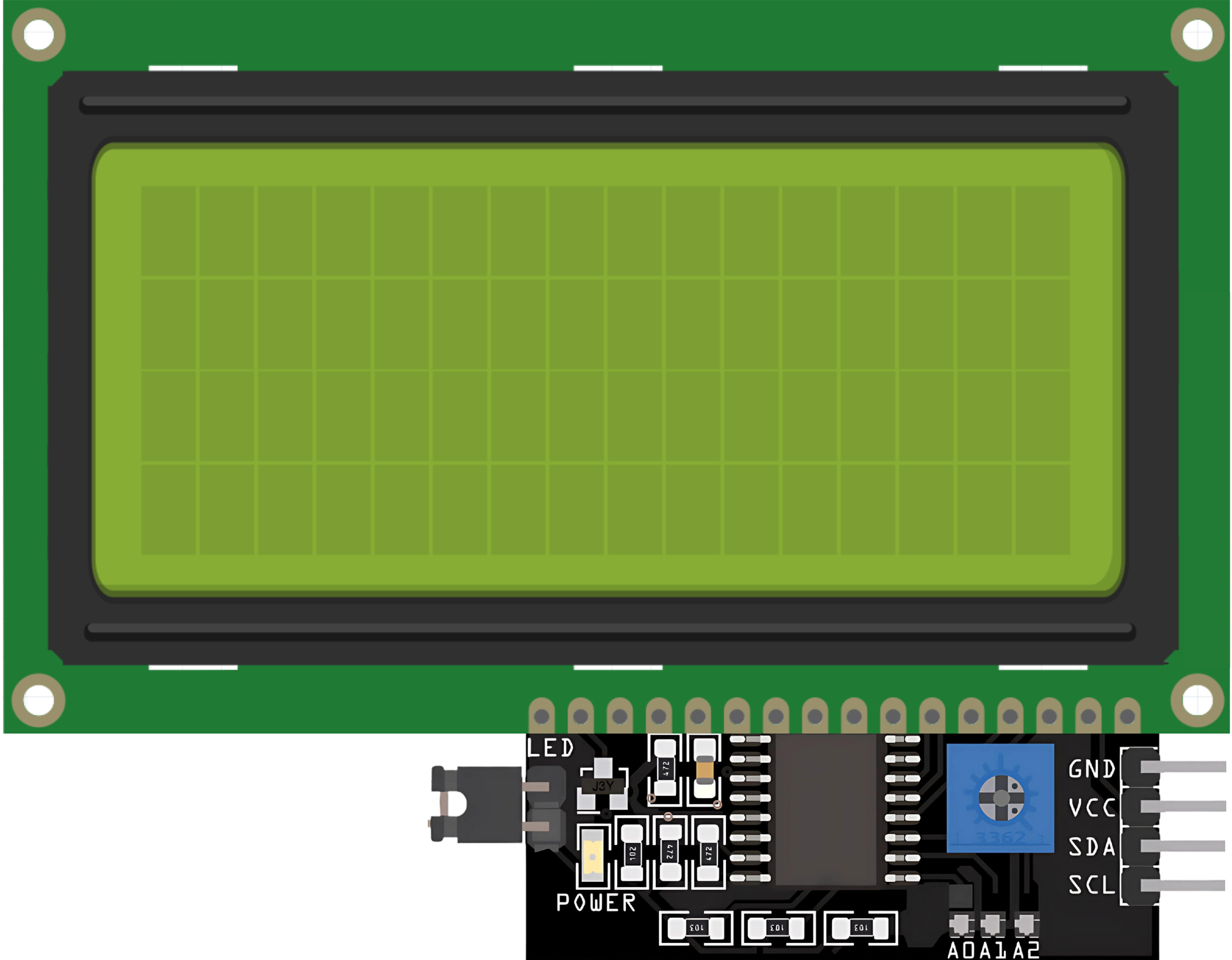 Image of 20x4 LCD with I2C