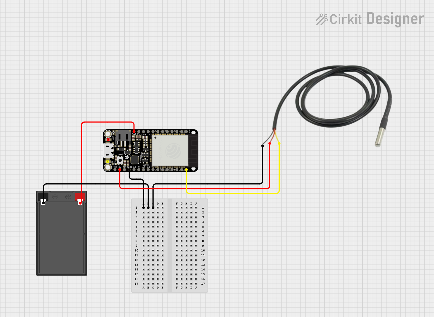 Image of Temp Sensor: A project utilizing Adafruit Feather HUZZAH ESP8266 in a practical application