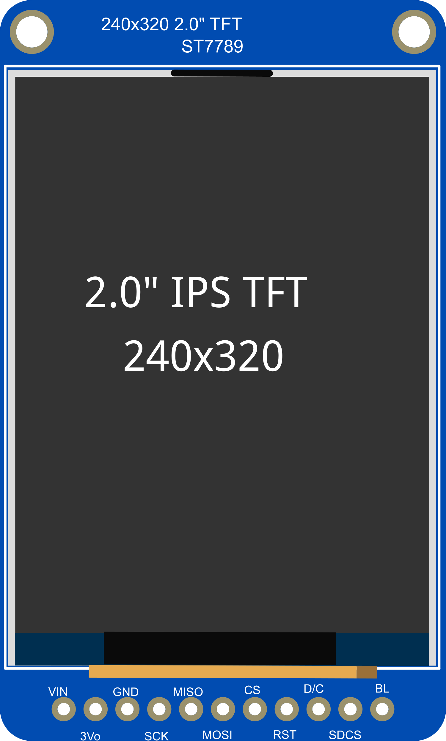 Image of Adafruit 2.0 inch 240x320 IPS TFT