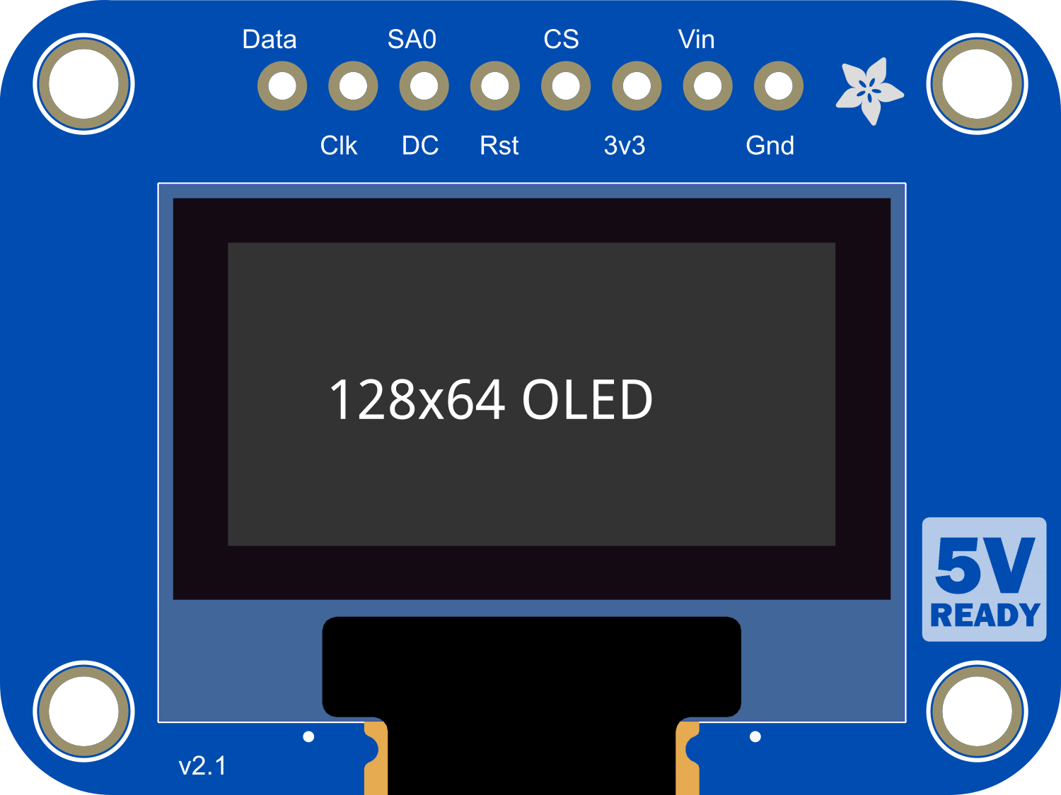 Image of Adafruit OLED Monochrome 128x64 0.96 inch