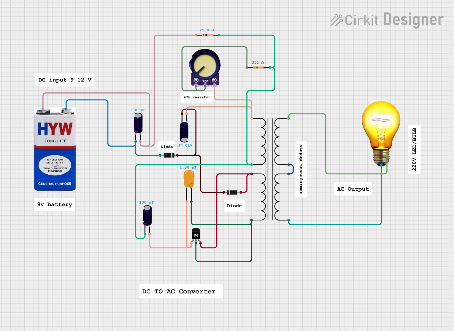 Image of DC TO AC CONVERTER: A project utilizing Transformer in a practical application