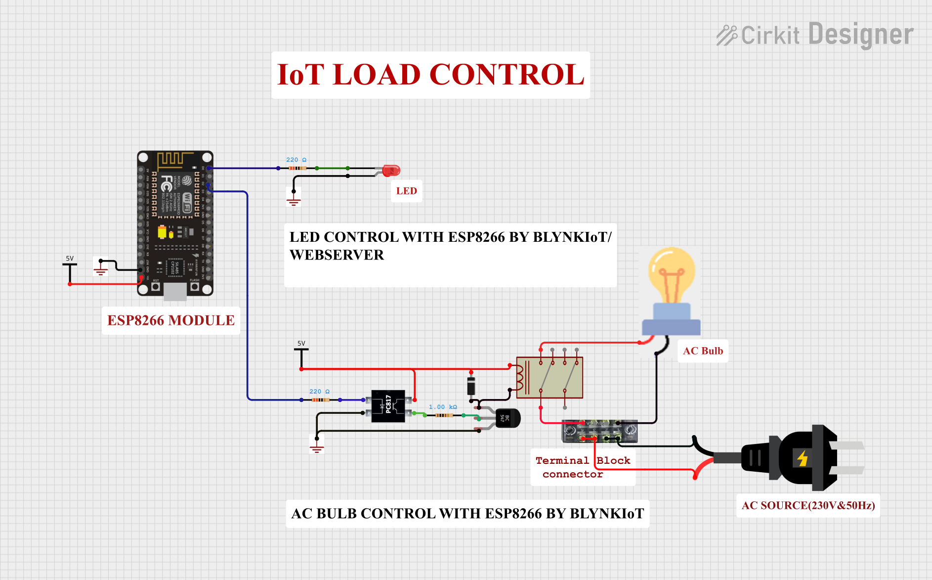 Image of IoT LOAD CONTROL: A project utilizing pc817 optotransistor in a practical application