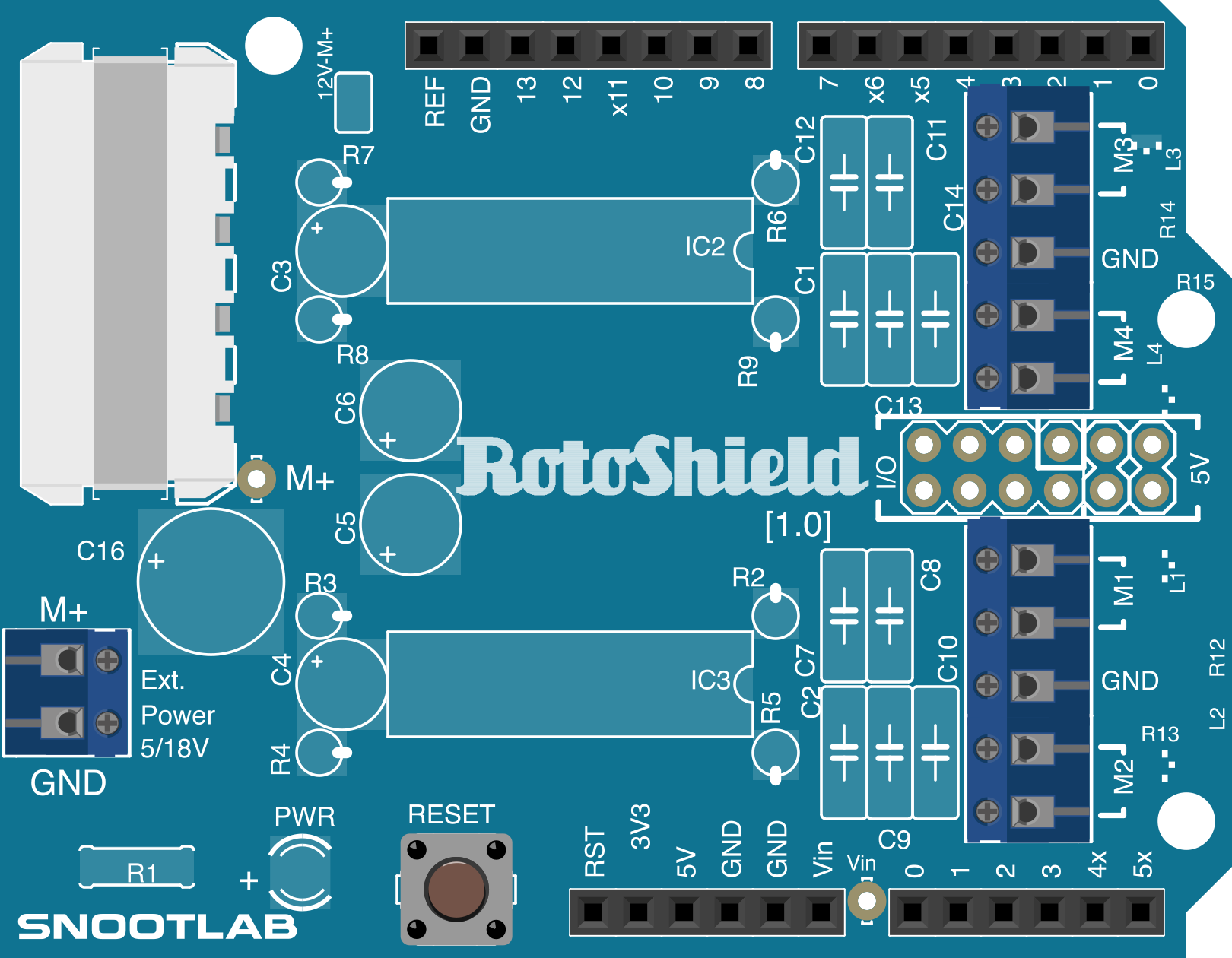 Image of Rotoshield - Motor driver shield for Arduino