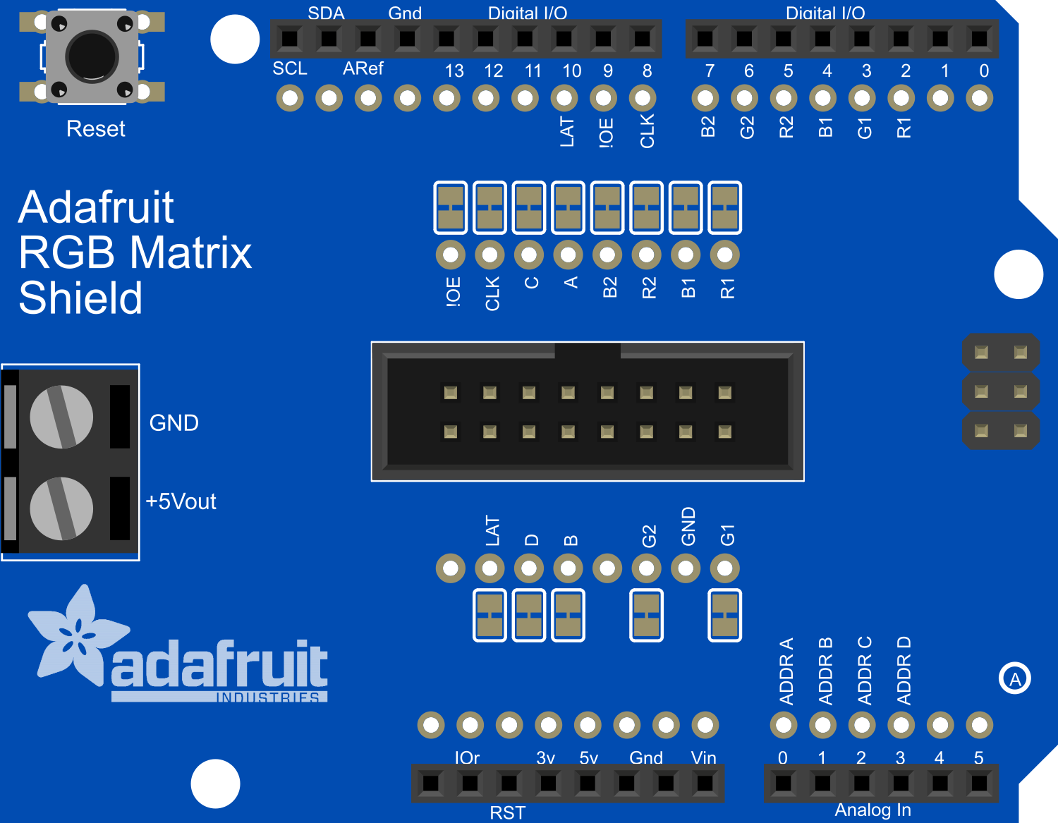 Image of Adafruit RGB Matrix Shield for Arduino