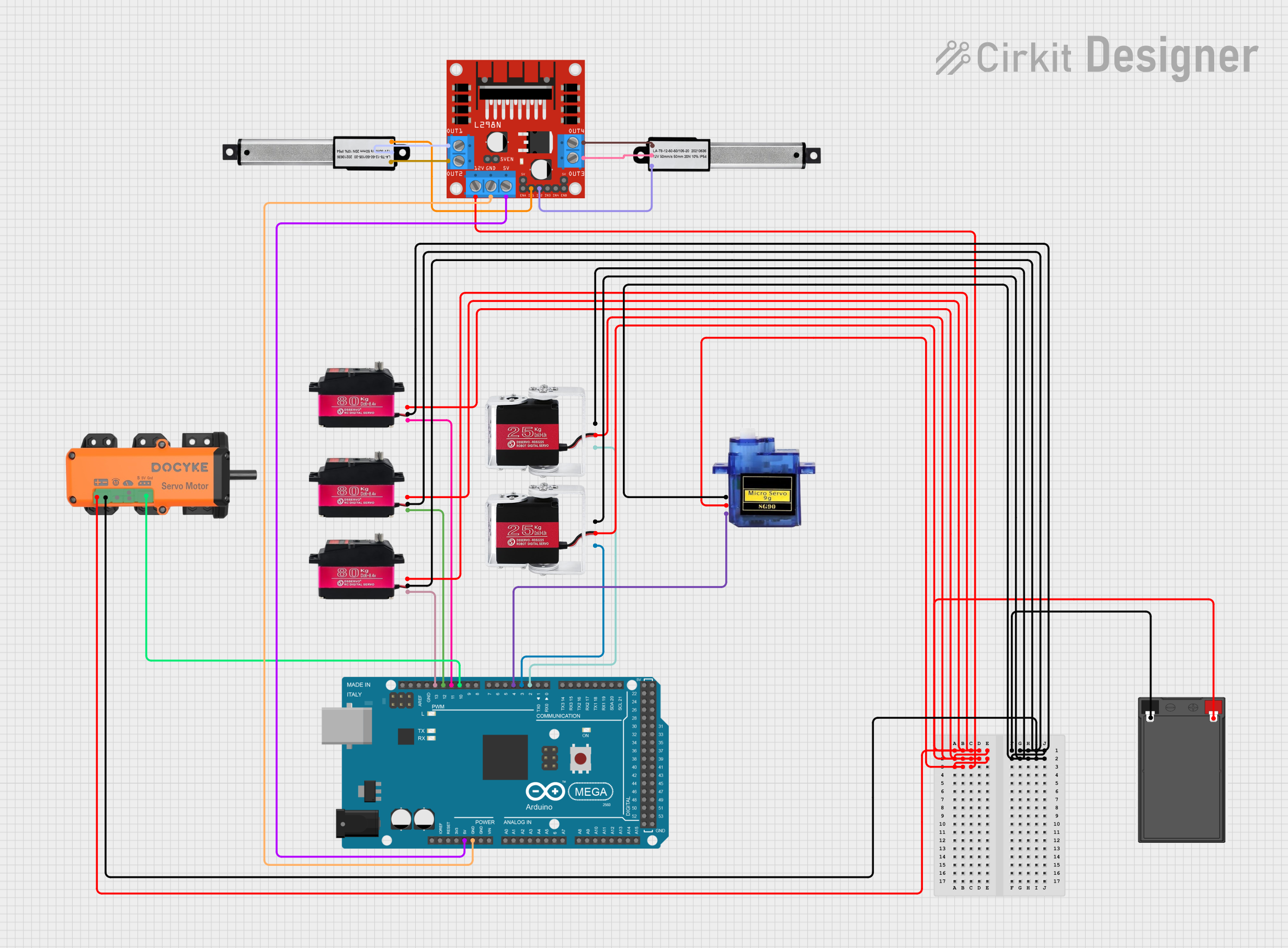 Image of Arm Wiring Diagram: A project utilizing Servo Motor 9G in a practical application