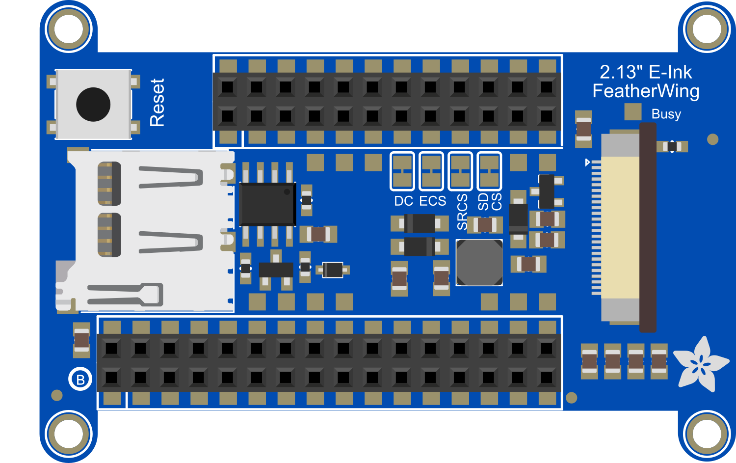 Image of Adafruit 2.13in eInk Under FeatherWing