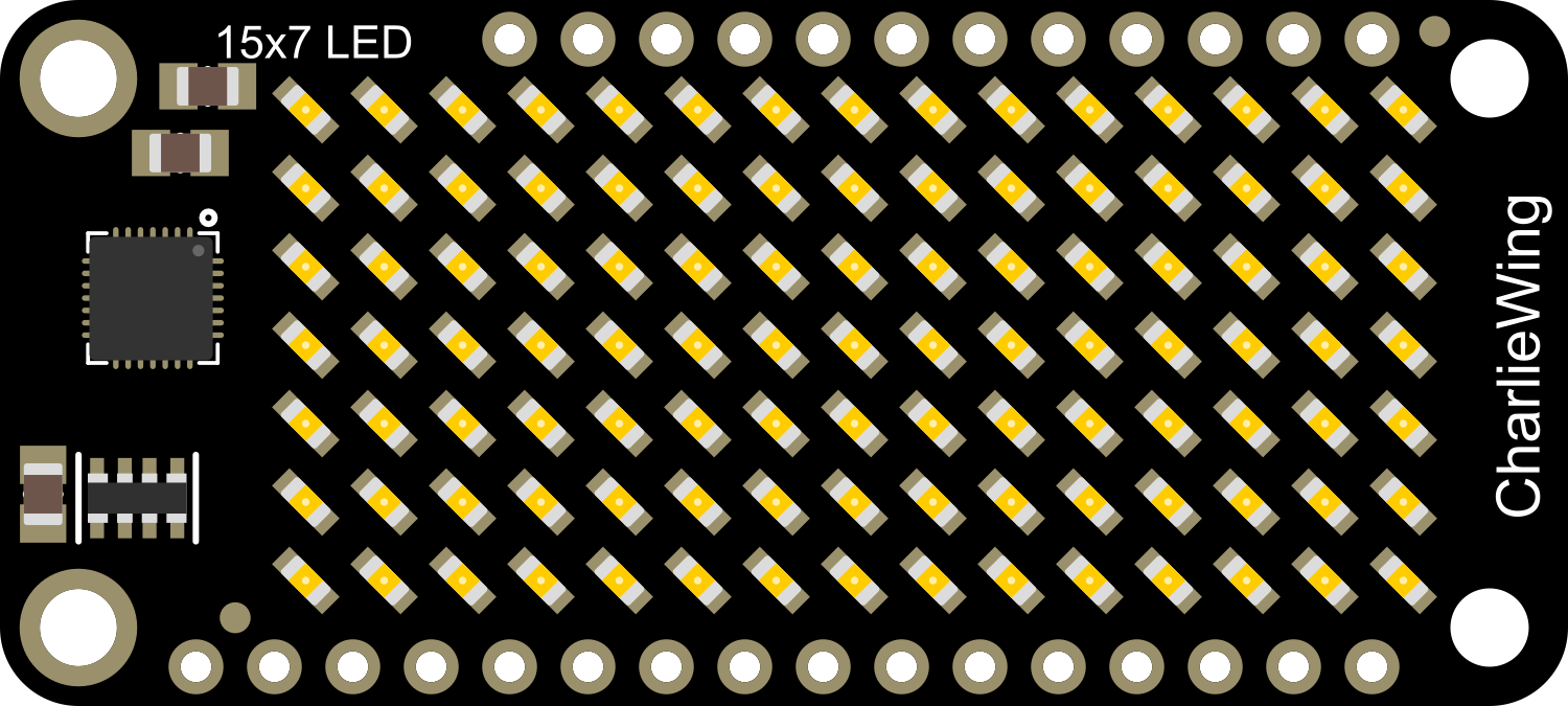 Image of Adafruit Yellow 15x7 CharliePlex FeatherWing